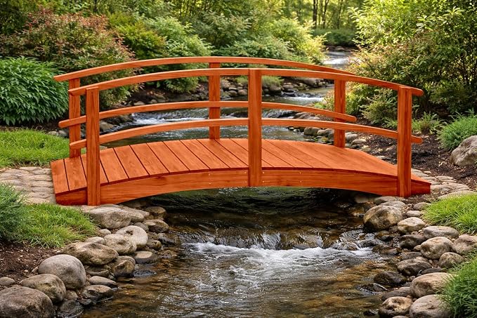 10 FT Cedar Amish Made Garden Bridge - Image 5