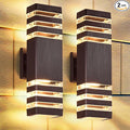 DASTOR Up and Down Outdoor Wall Lights, 3-Layer Brown Modern Outdoor Lights by DASTOR