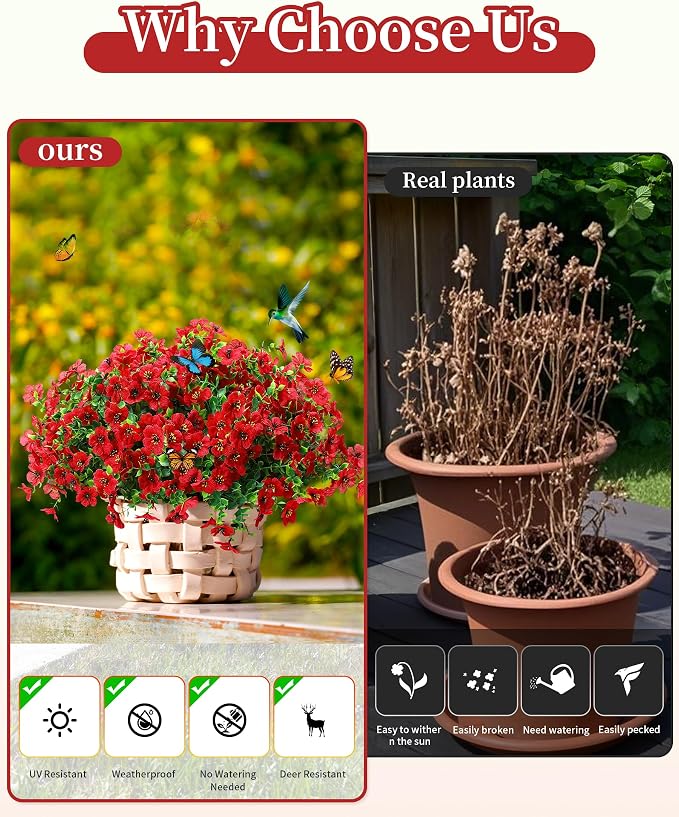 Faux Flowers for Outdoor Planters 16 Bundles UV Resistant Artificial Eucalyptus - Image 4