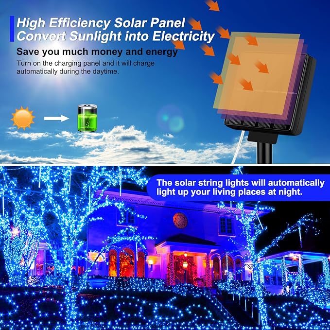 Brightever Solar String Lights Outdoor Waterproof, Solar Christmas Lights - Image 3