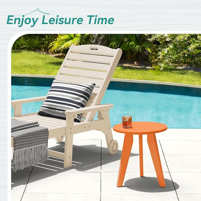 HDPS Outdoor Side Table, Small Round Side Table Weather-Resistant, Outdoor Side - Image 2