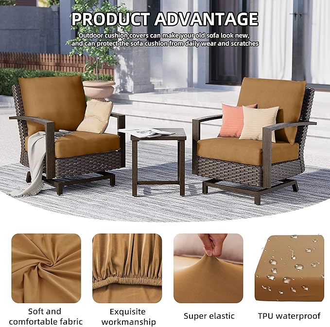 12Pcs Outdoor Cushion Covers, Patio Cushion Covers, Stretch Elastic Slipcovers - Image 3
