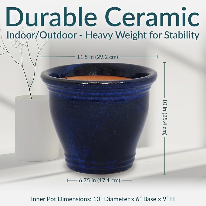Sunnydaze Round Ceramic Planter - Image 5