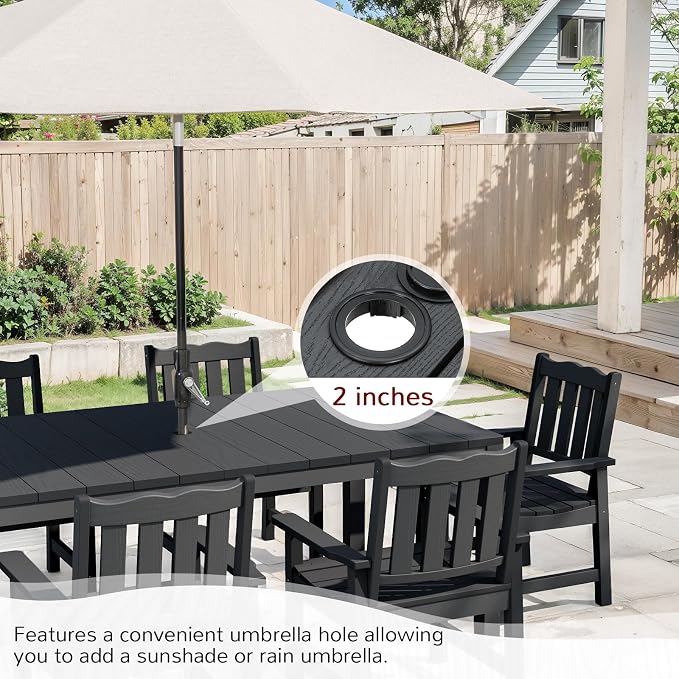 Stoog 7 Pieces Patio Dining Sets, All-Weather HIPS Material & Aluminum Frame - Image 6