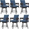 Grand patio Outdoor Swivel Bar Stools Set of 6, Curved Woven Wicker Backrest by GrandPatio