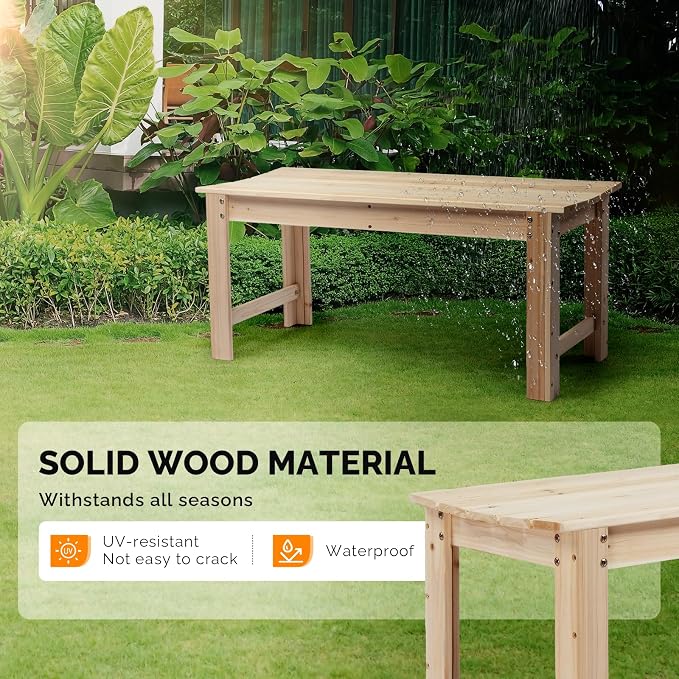 VINGLI Outdoor Wood Bench - Image 6