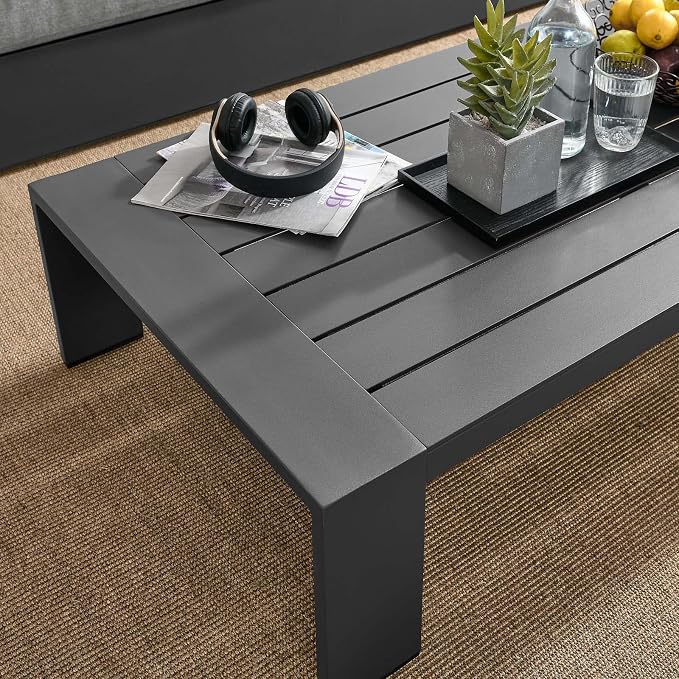 Modway Tahoe Aluminum Outdoor Patio Coffee Table in Gray - Image 5