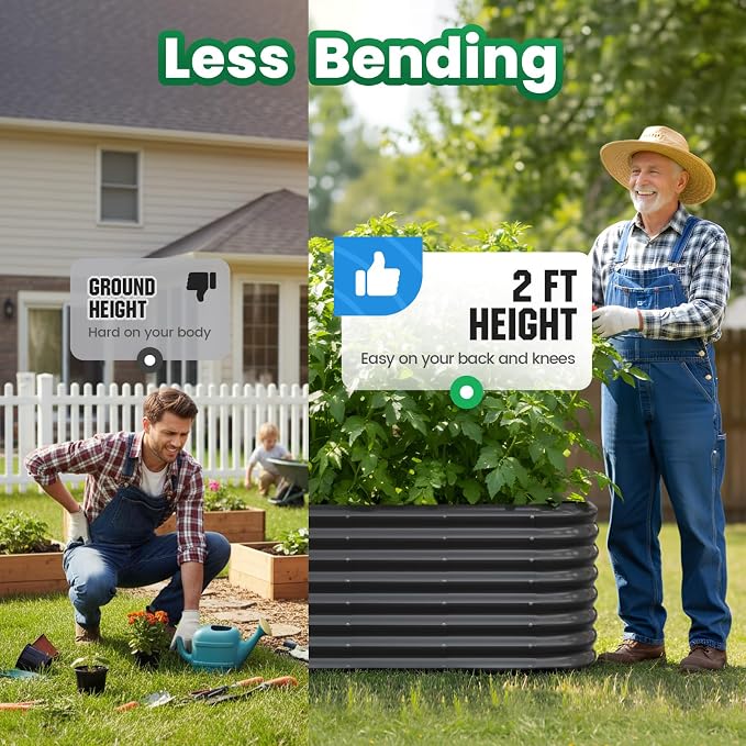 Quictent Galvanized Raised Garden Bed Kit, Strengthened by Crossbar, Dark Gray - Image 3