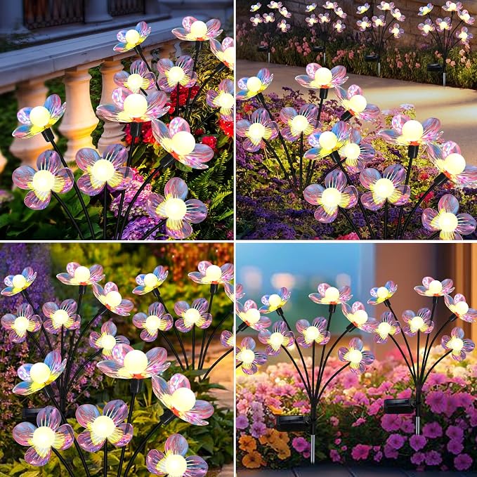 Solar Garden Lights Outdoor, New Upgraded 4-Pack Firefly Solar Lights - Image 6