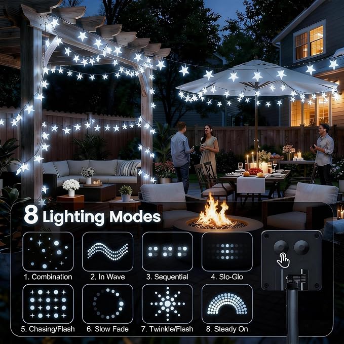 Twinkle Solar Star String Lights Outdoor Waterproof Fairy Lights 39FT 100 LED - Image 5