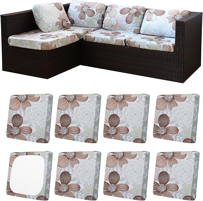 8Pcs Patio Cushion Covers, Outdoor Cushions Covers, Stretch Cushion Covers by Unknown