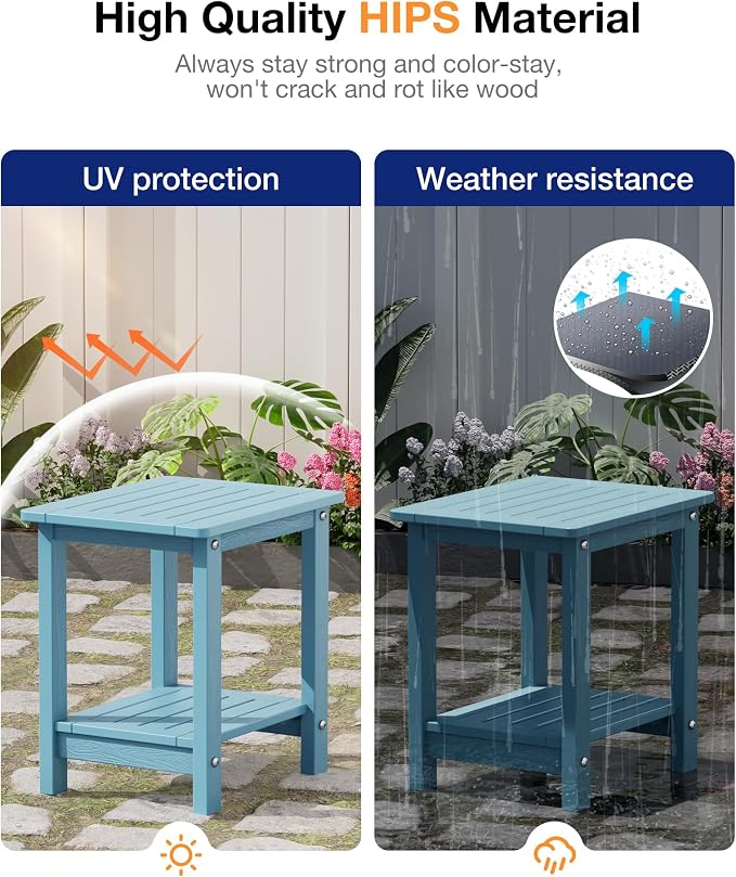 YEFU Outdoor Side Table for Patio: 16" HIPS Weather - Image 5