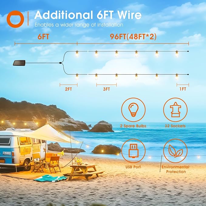 addlon 102FT Solar String Lights Outdoor Waterproof - Image 7