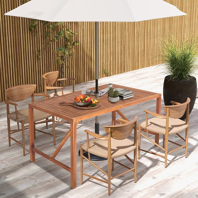 Tangkula 55" Acacia Wood Outdoor Dining Table - Image 4