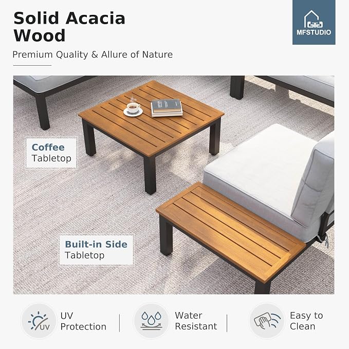 MFSTUDIO 5 Pieces Patio Furniture Set, Outdoor Metal Frame Patio Sectional Sofa - Image 5