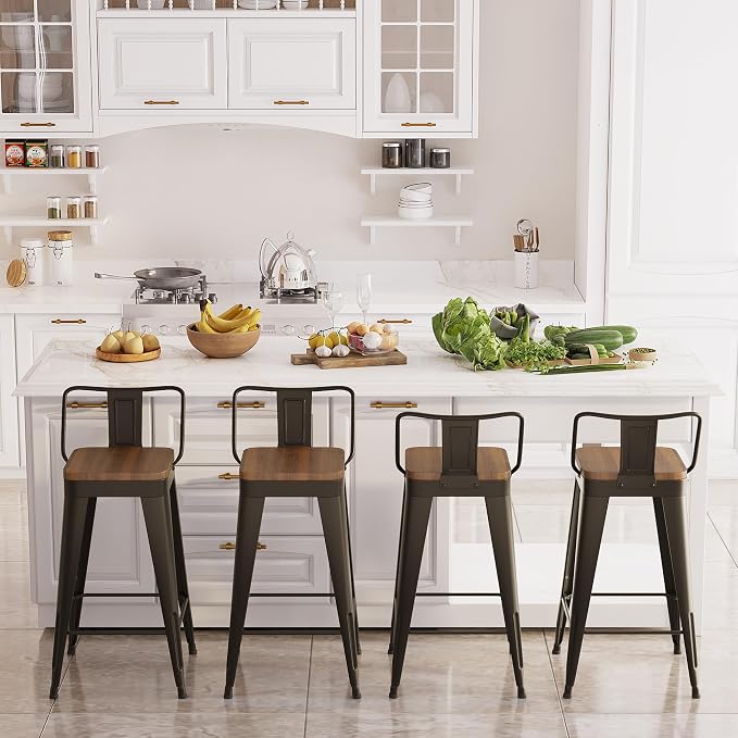Bar Stools Set of 2 Metal Bar Stool Counter Height Bar Stools 30" Rusty Modern - Image 4