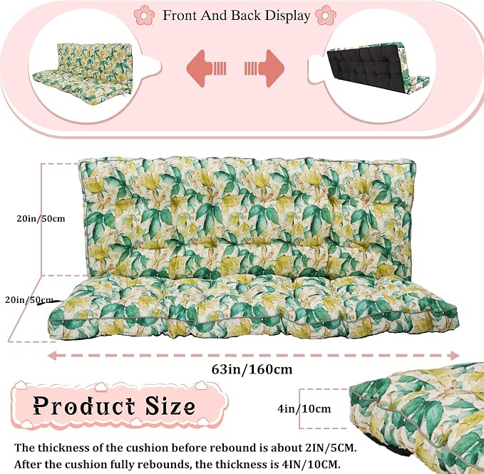2-3 Seat Swing Replacement Cushion, Outdoor Bench Cushions - Image 6
