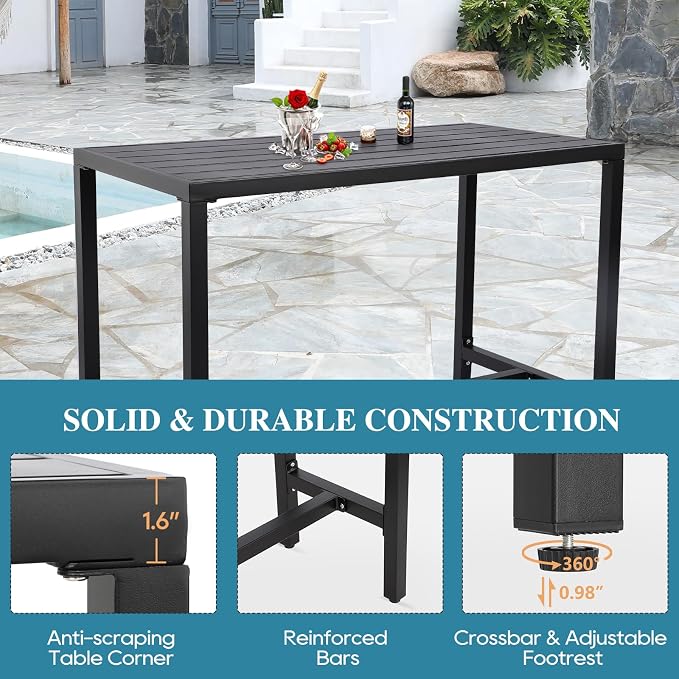 Outdoor Bar Table, Patio Console Pub Height Tables - Image 4