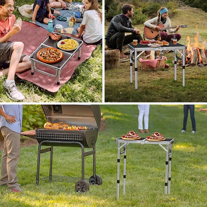 Anbte 2ft Folding Grill Table, Adjustable Height Max 27.5" Aluminum Camping - Image 8