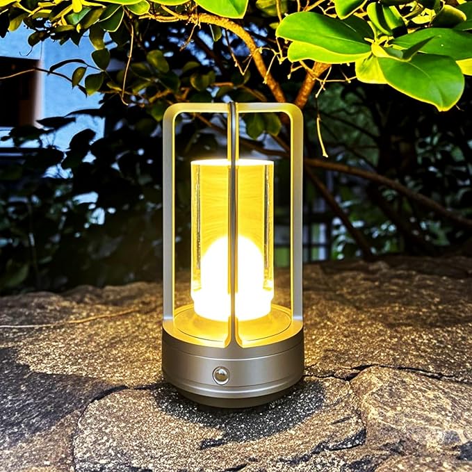 Portable Metal Table Lamp for Outdoor/ Indoor, 4000 mAh Rechargeable Cordless by Unknown