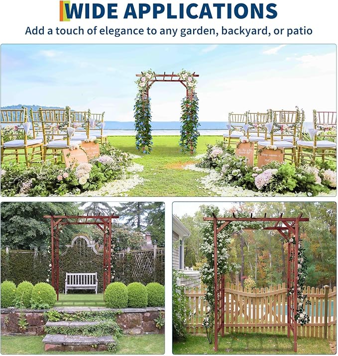 85 in Wooden Garden Arbor, Solid Fir Wood Trellis - Image 4