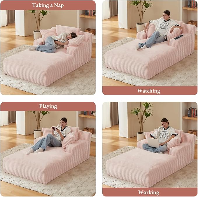 78.7" Chaise Lounge Chair Indoor, Oversized Boneless Couch Comfy Upholstered - Image 4