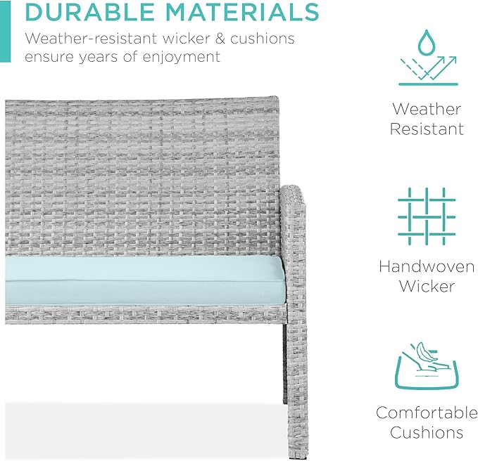 Best Choice Products 4-Piece Outdoor Wicker Patio Conversation Furniture Set - Image 3