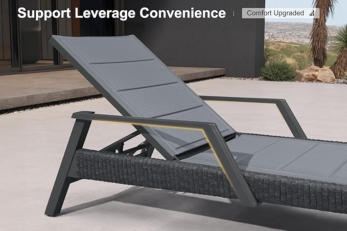 PURPLE LEAF Outdoor Chaise Lounge 2 Pieces Patio Recliner Sunbathing Tanning - Image 5