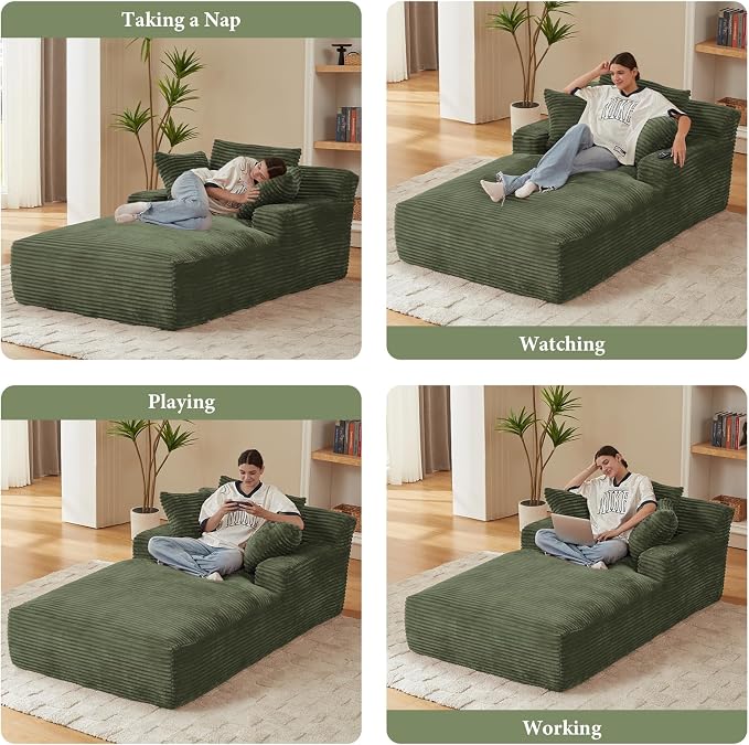 78.7" Chaise Lounge Chair Indoor, Oversized Boneless Couch Comfy Upholstered - Image 4