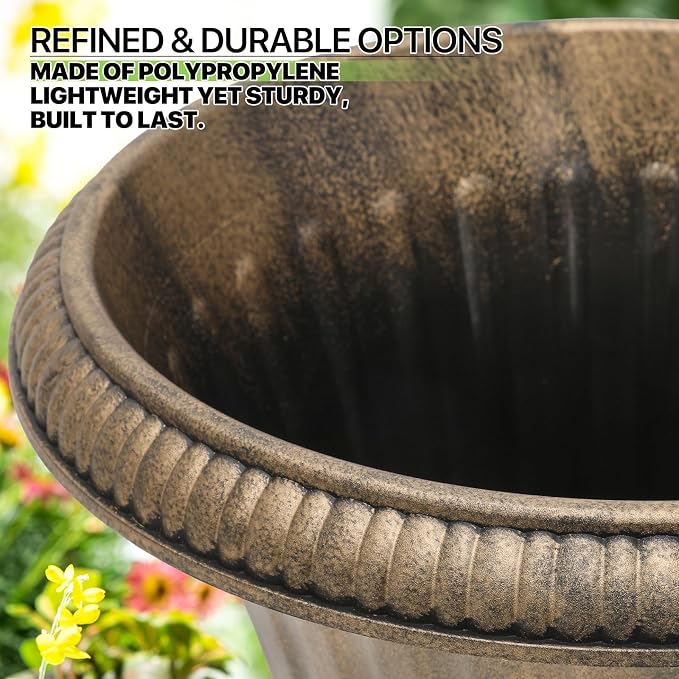 Magshion 20" Urn Planters for Outdoor Plants, Large Decorative Front Porch - Image 6