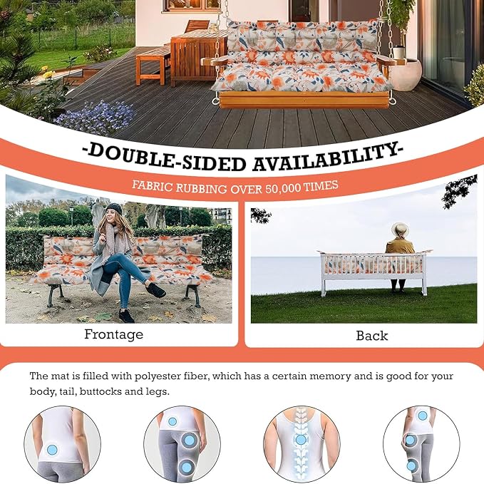 Outside Benches Cushion with Backrest, Thicken Waterproof Swing Cushions 2/3 - Image 7