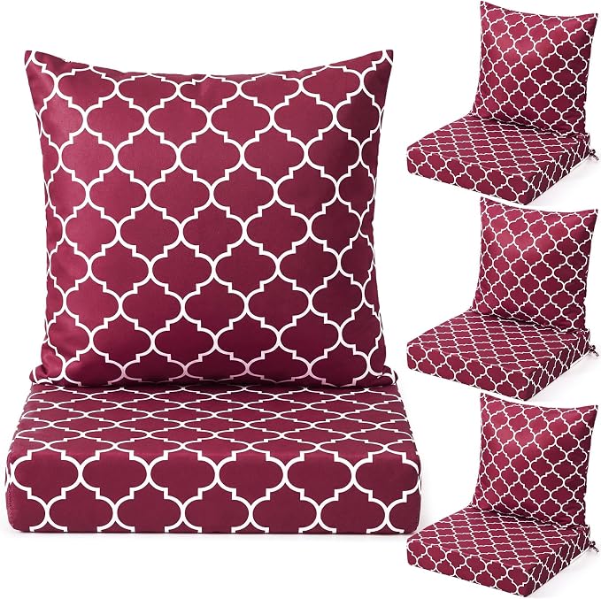 Hoteam 4 Set Outdoor Chair Patio Cushions 20 x 20 Inch Deep Seat Waterproof by Hoteam