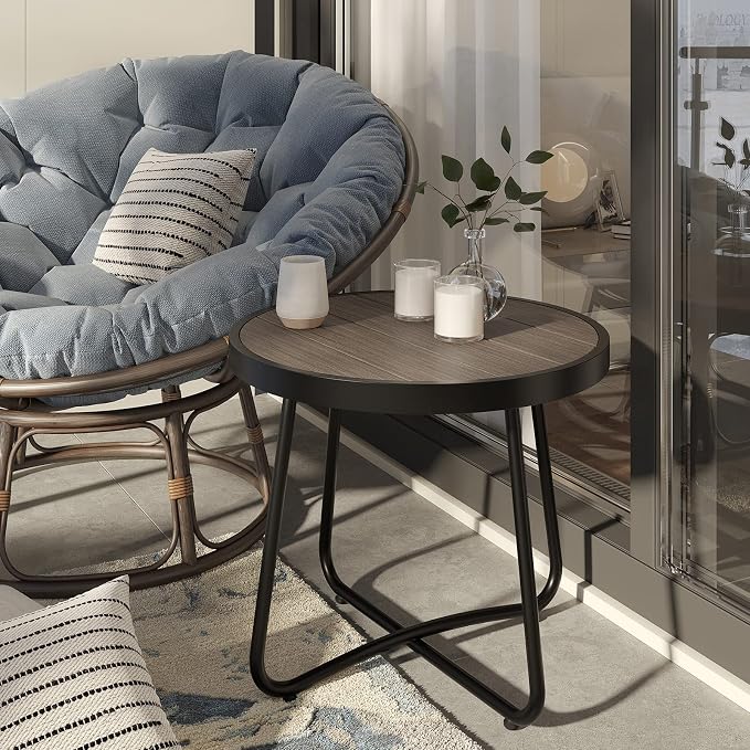 Grand patio Outdoor Side Table, Round End Table - Image 2
