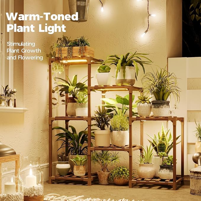 Bamworld Plant Stand with Grow Light Plant Shelf - Image 2