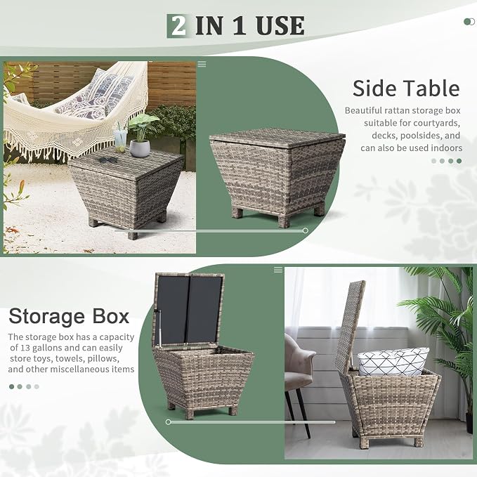 Outvita Outdoor Side Table, Rattan Coffee Table - Image 4