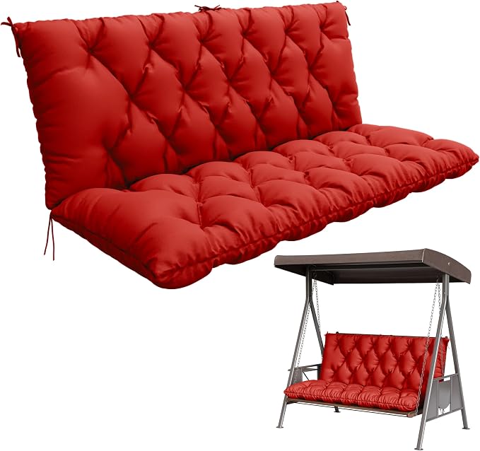 Porch Swing Cushion with Backrest, Waterproof Bench Cushion by Pakunoda