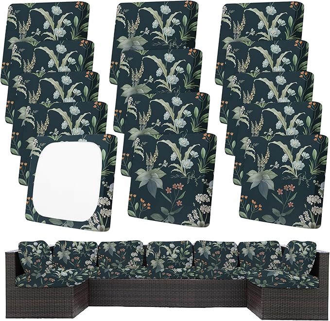 14Pcs Patio Cushion Covers, Outdoor Cushions Covers, Stretch Cushion Covers by Unknown