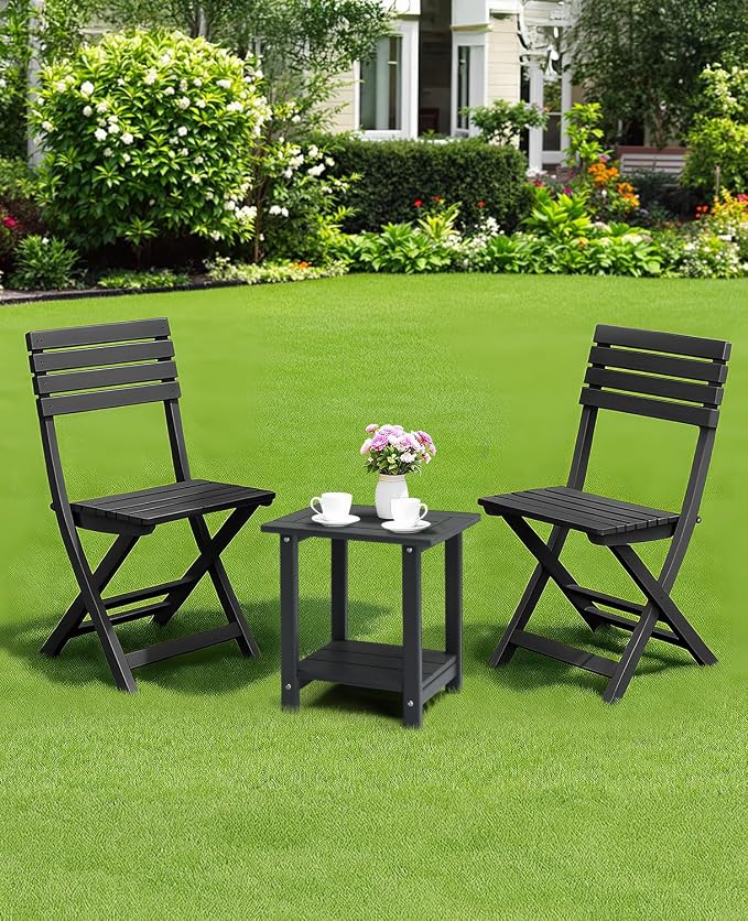 Outvita Adirondack Side Table, 16.5 Inch Square Outdoor End Table, HDPE Weather - Image 8