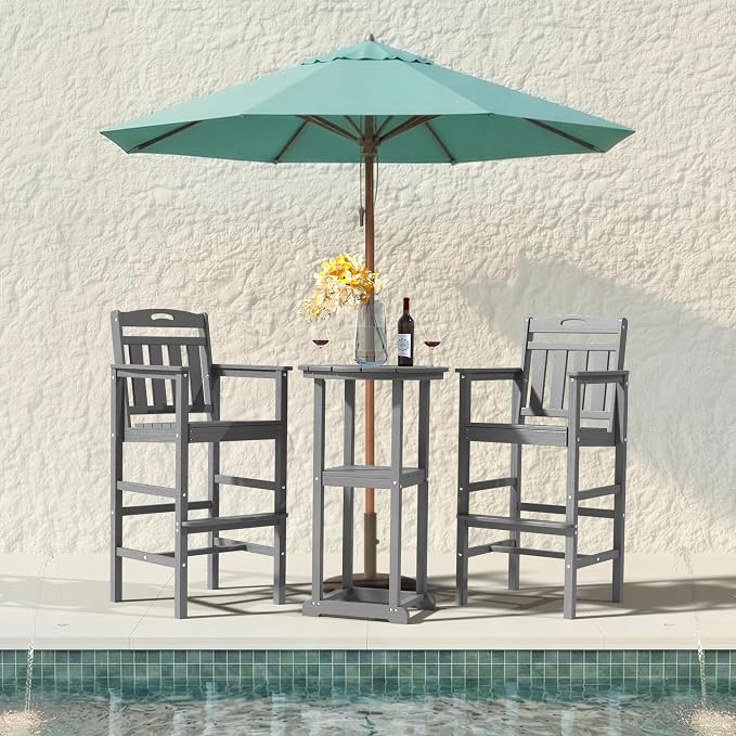 Ciokea Outdoor Bar Stool, Oversized HDPE Patio Bar Chair - Image 8