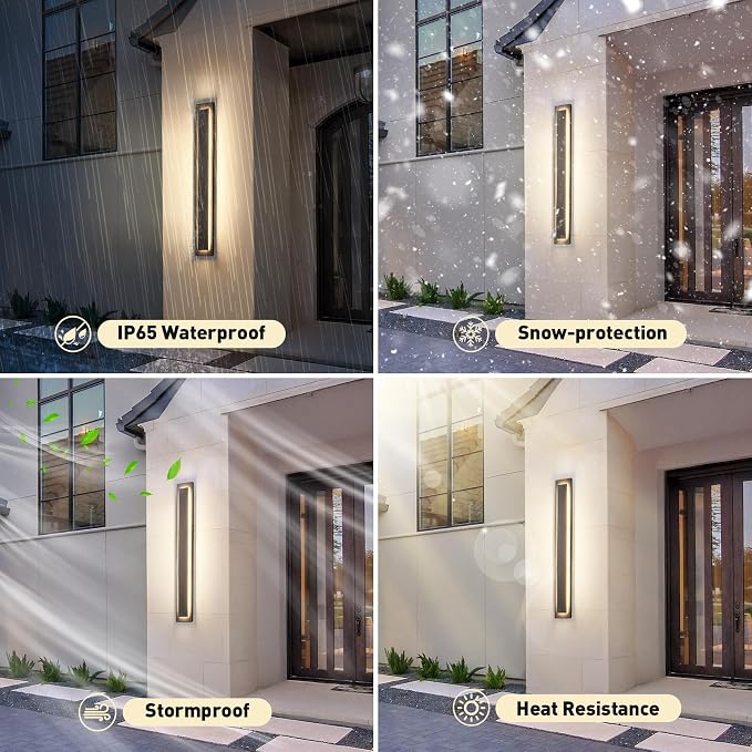 .  Long Outdoor LED Wall Lights, Modern Exterior Garage Wall Light - Image 2