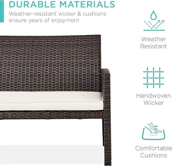 Best Choice Products 4-Piece Outdoor Wicker Patio Conversation Furniture Set - Image 3