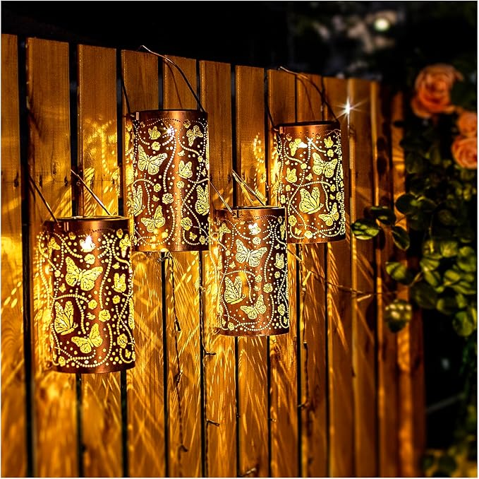 2 Pack Butterfly Solar Lanterns Outdoor Waterproof Hanging Solar Lights - Image 3