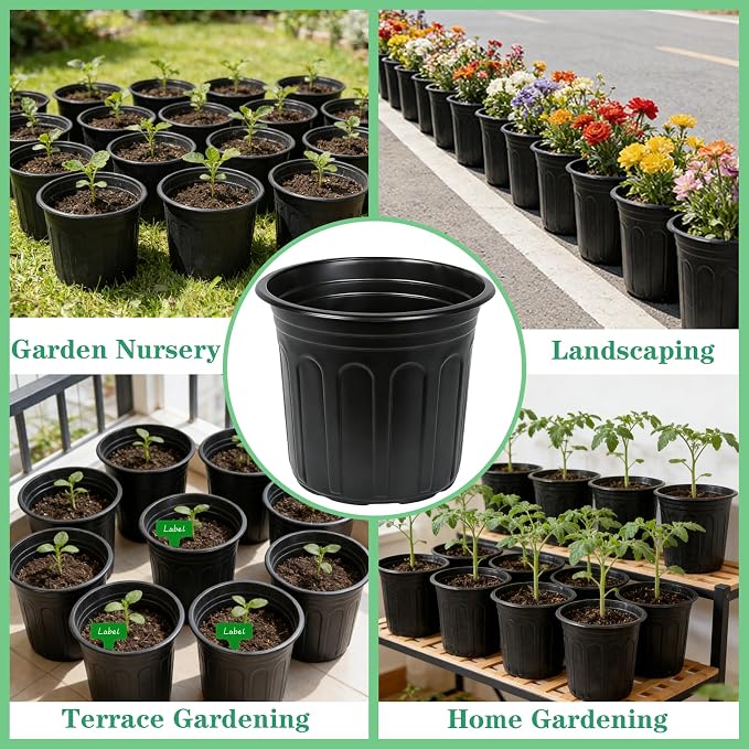 60-Packs 1 Gallon-S Flexible Plastic Plant Nursery Pots - Image 6
