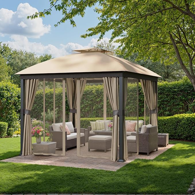 Patio Gazebo 10x10, Outdoor Gazebos, Heavy Duty Gazebo Soft Top Gazebos - Image 7