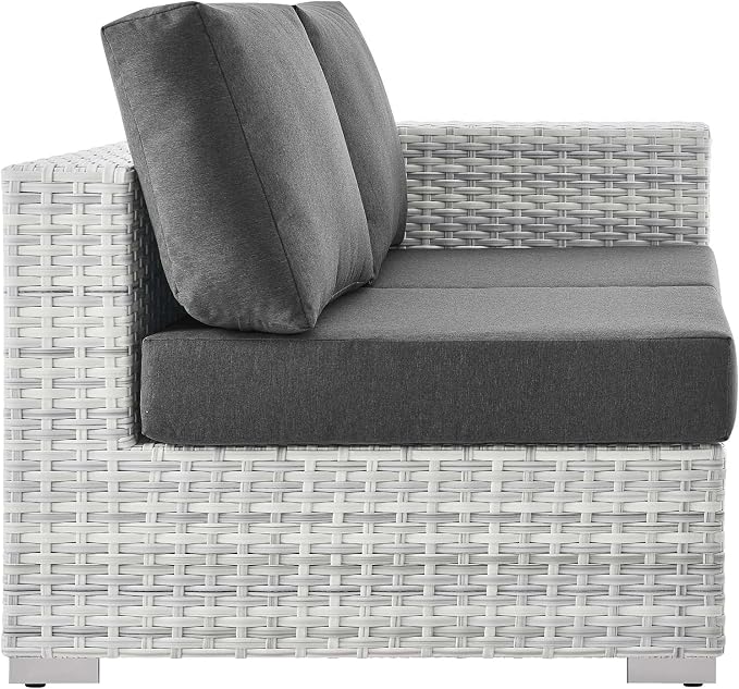 Modway Convene Wicker Rattan Outdoor Patio Right-Arm Loveseat in Light Gray - Image 3