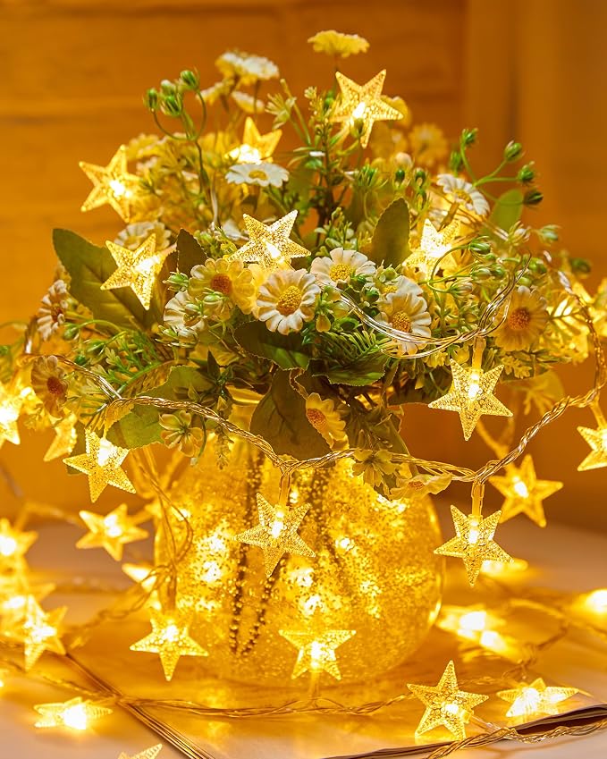 Minetom Star String Lights Plug in - 66 ft 200 LED Star Fairy String Lights - Image 2