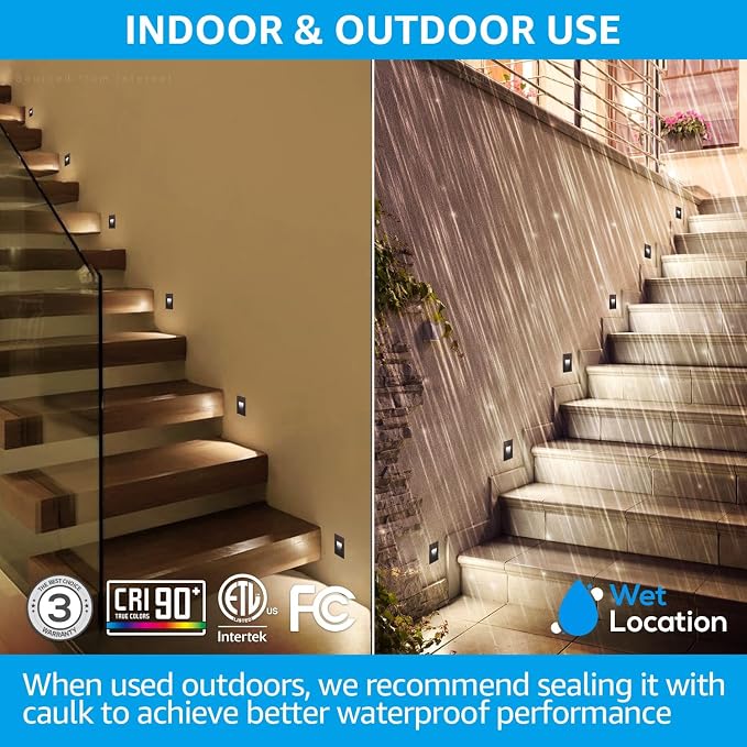 LEONLITE 3CCT 120V LED Step Lights, 3.5W 150LM 5%-100% Dimmable Indoor Outdoor - Image 4