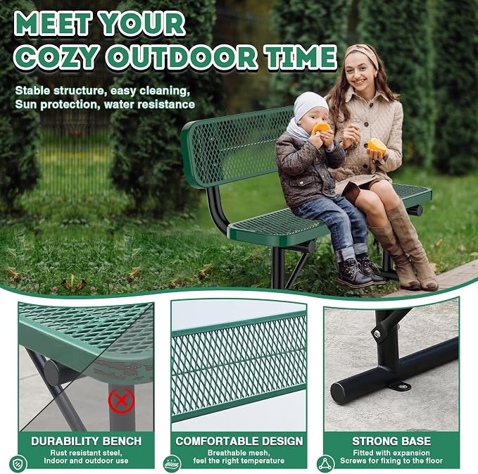 4FT/48INCH Heavy Duty Metal Park Bench - Image 4
