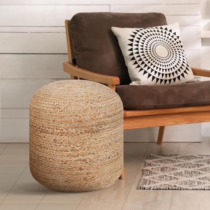 Palisa Round Ottoman Pouf Handmade Cotton Knitted Poof Bean Bag Filling | Boho - Image 5