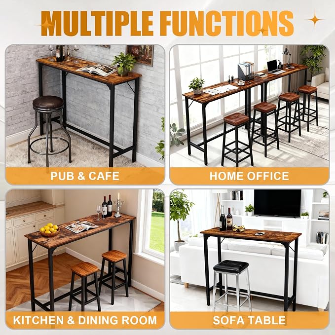 Karl home 43”Bar Table, Rectangular High Top Counter Height Bar Table - Image 6